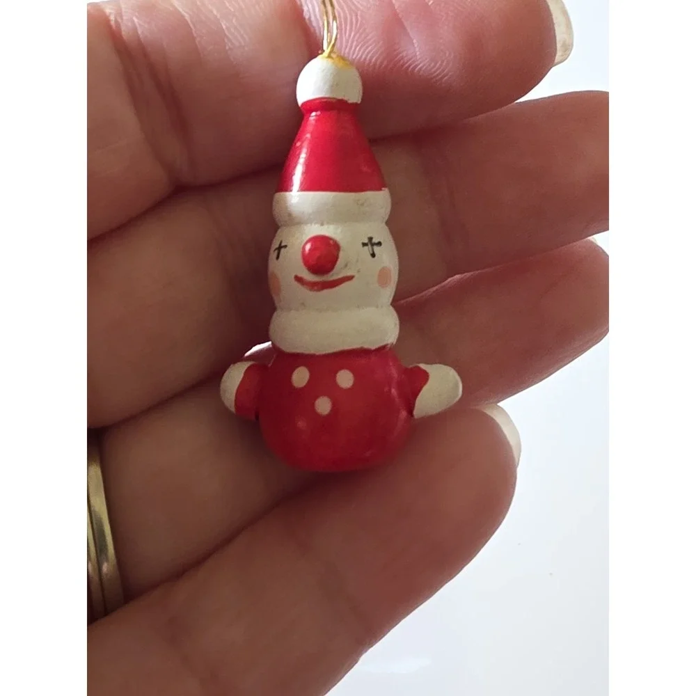 Vintage Lot Of 8 Mini Wooden Christmas Ornaments Wood Miniature Painted